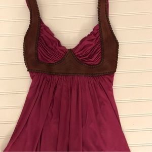Sky beautiful cranberry color bustier style top with leather detail